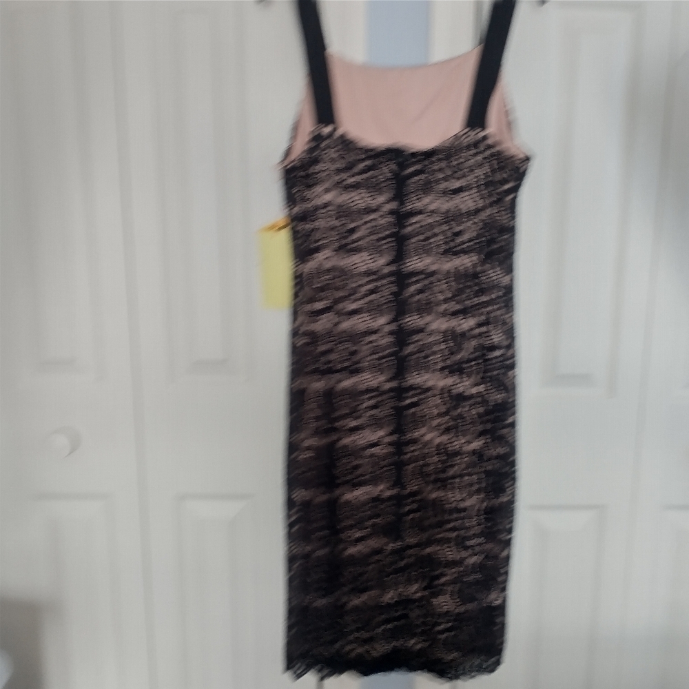 Adrianna Papell Black Lace Sheath Cocktail Dress With Neutral Lining. 14 - Picture 8 of 14